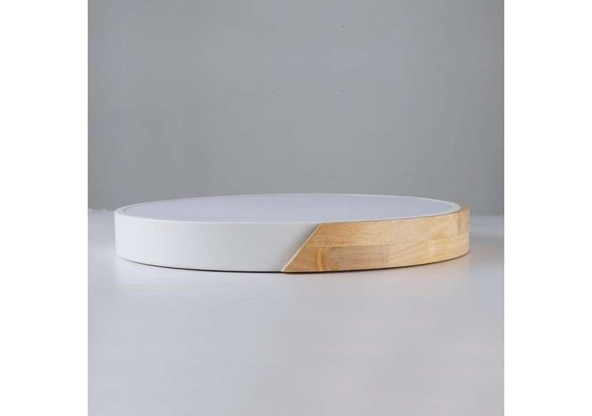 Plafonnier LED circulaire en bois 35W CCT diamètre 408x50mm - LN1631-CCT-B - Barcelona LED