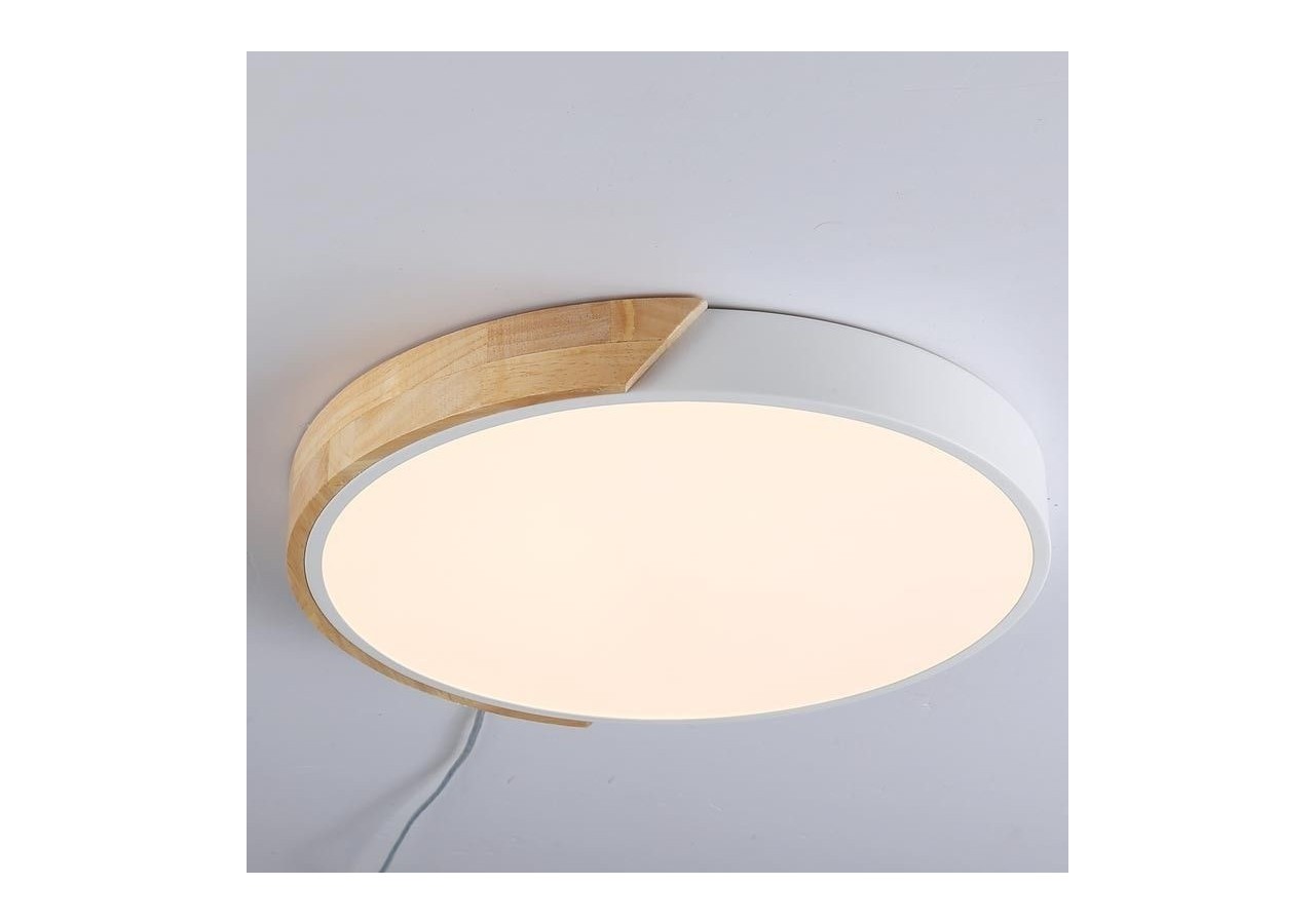 Plafonnier LED circulaire en bois 35W CCT diamètre 408x50mm - LN1631-CCT-B - Barcelona LED