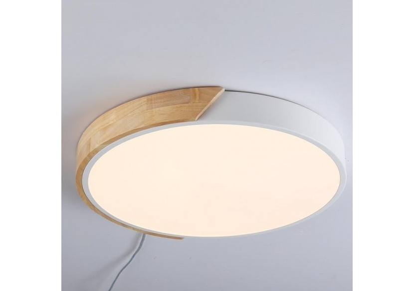 Plafonnier LED circulaire en bois 35W CCT diamètre 408x50mm - LN1631-CCT-B - Barcelona LED