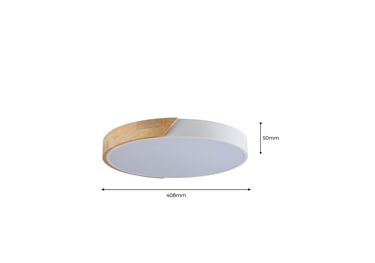 Plafonnier LED circulaire en bois 35W CCT diamètre 408x50mm - LN1631-CCT-B - Barcelona LED