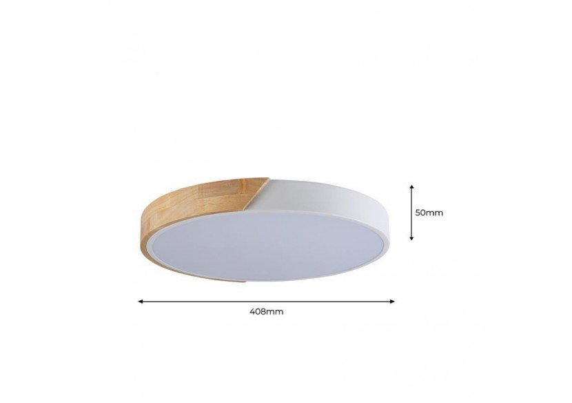 Plafonnier LED circulaire en bois 35W CCT diamètre 408x50mm - LN1631-CCT-B - Barcelona LED