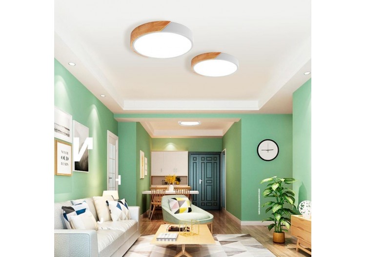 Plafonnier LED rond en bois 45W CCT diamètre 508x50mm - LN1632-CCT-B - Barcelona LED 2