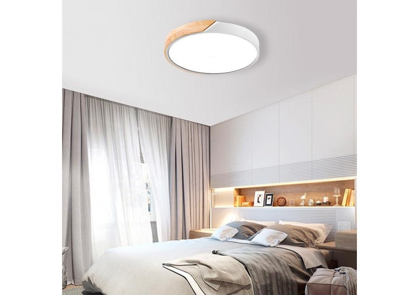 Plafonnier LED rond en bois 45W CCT diamètre 508x50mm - LN1632-CCT-B - Barcelona LED