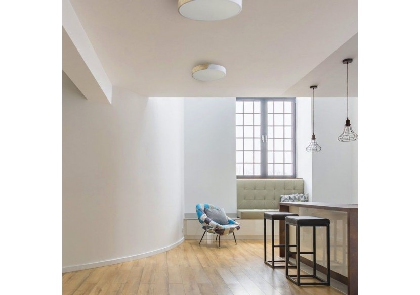 Plafonnier LED rond en bois 45W CCT diamètre 508x50mm - LN1632-CCT-B - Barcelona LED