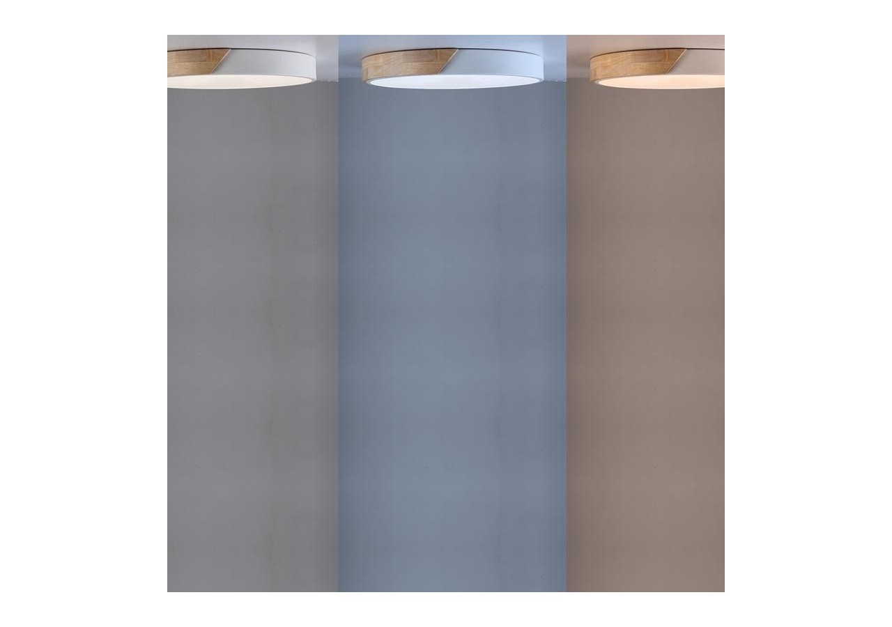 Plafonnier LED rond en bois 45W CCT diamètre 508x50mm - LN1632-CCT-B - Barcelona LED