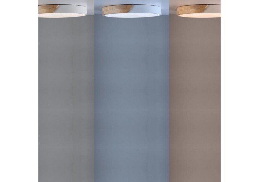 Plafonnier LED rond en bois 45W CCT diamètre 508x50mm - LN1632-CCT-B - Barcelona LED