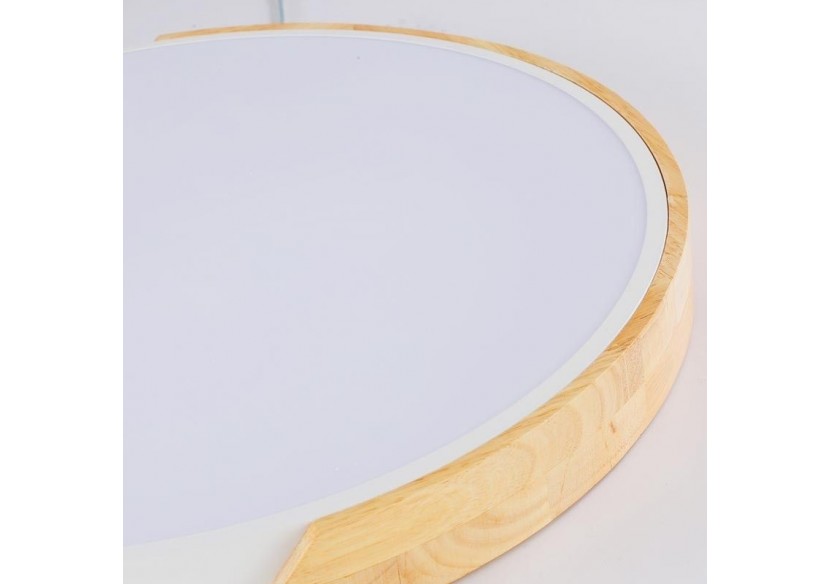Plafonnier LED rond en bois 45W CCT diamètre 508x50mm - LN1632-CCT-B - Barcelona LED