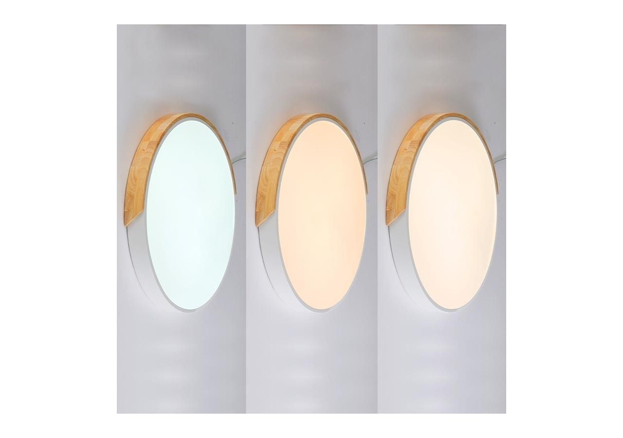 Plafonnier LED rond en bois 45W CCT diamètre 508x50mm - LN1632-CCT-B - Barcelona LED