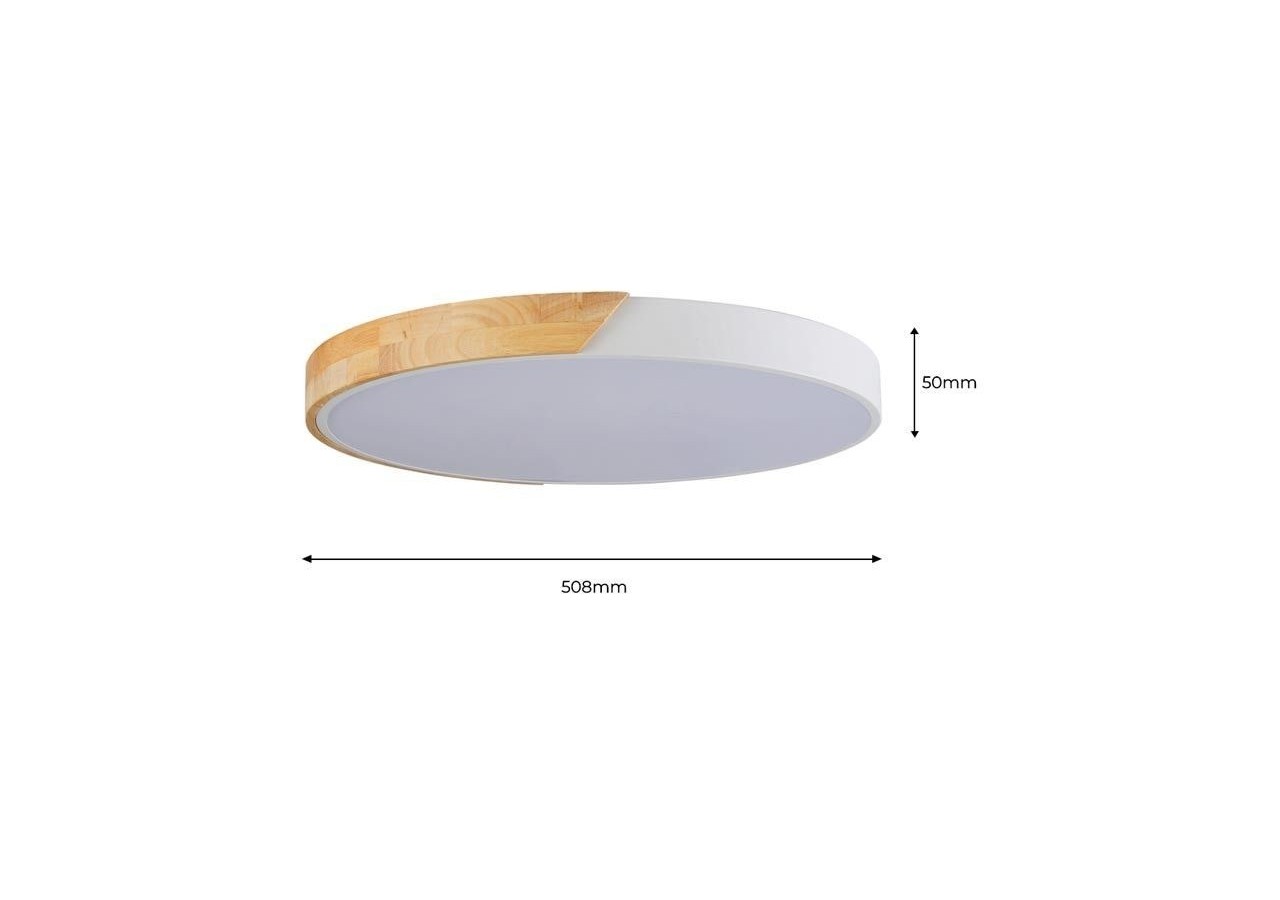 Plafonnier LED rond en bois 45W CCT diamètre 508x50mm - LN1632-CCT-B - Barcelona LED