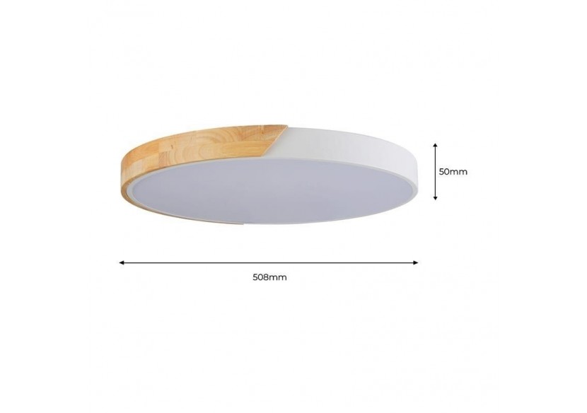 Plafonnier LED rond en bois 45W CCT diamètre 508x50mm - LN1632-CCT-B - Barcelona LED