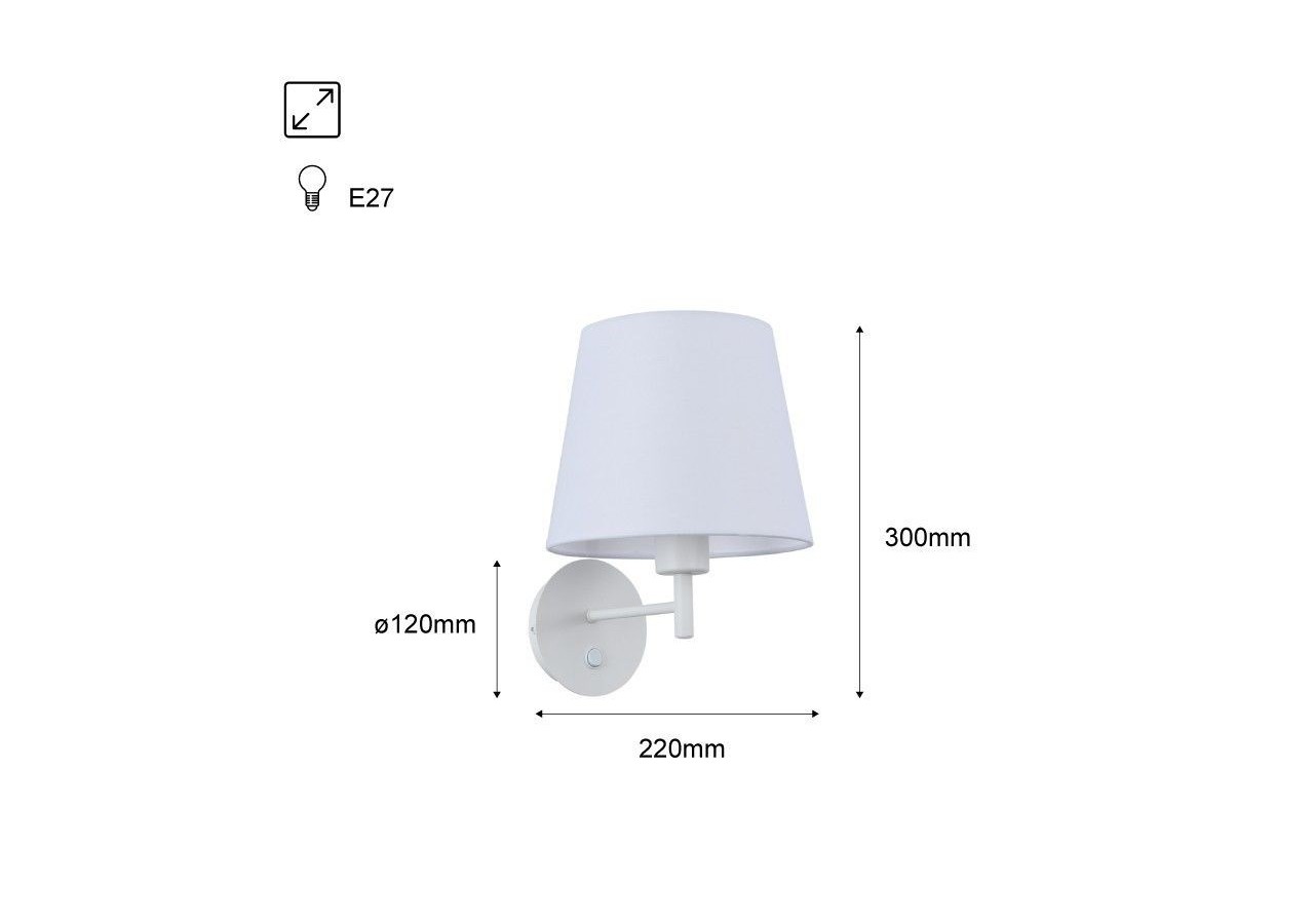 Applique murale avec abat-jour et interrupteur Classic "RIGA" - E27 - L3024-B - Barcelona LED