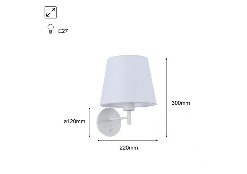 Applique murale avec abat-jour et interrupteur Classic "RIGA" - E27 - L3024-B - Barcelona LED Applique murale avec abat-jour et interrupteur Classic "RIGA" - E27 - L3024-B - Barcelona LED