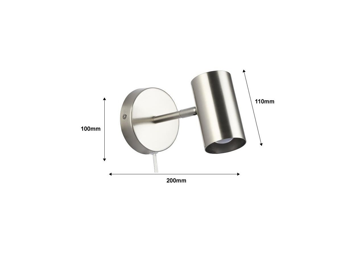 Applique murale d'intérieur orientable "Ben" avec câble et prise - E27 - L3065-EU-CR - Barcelona LED