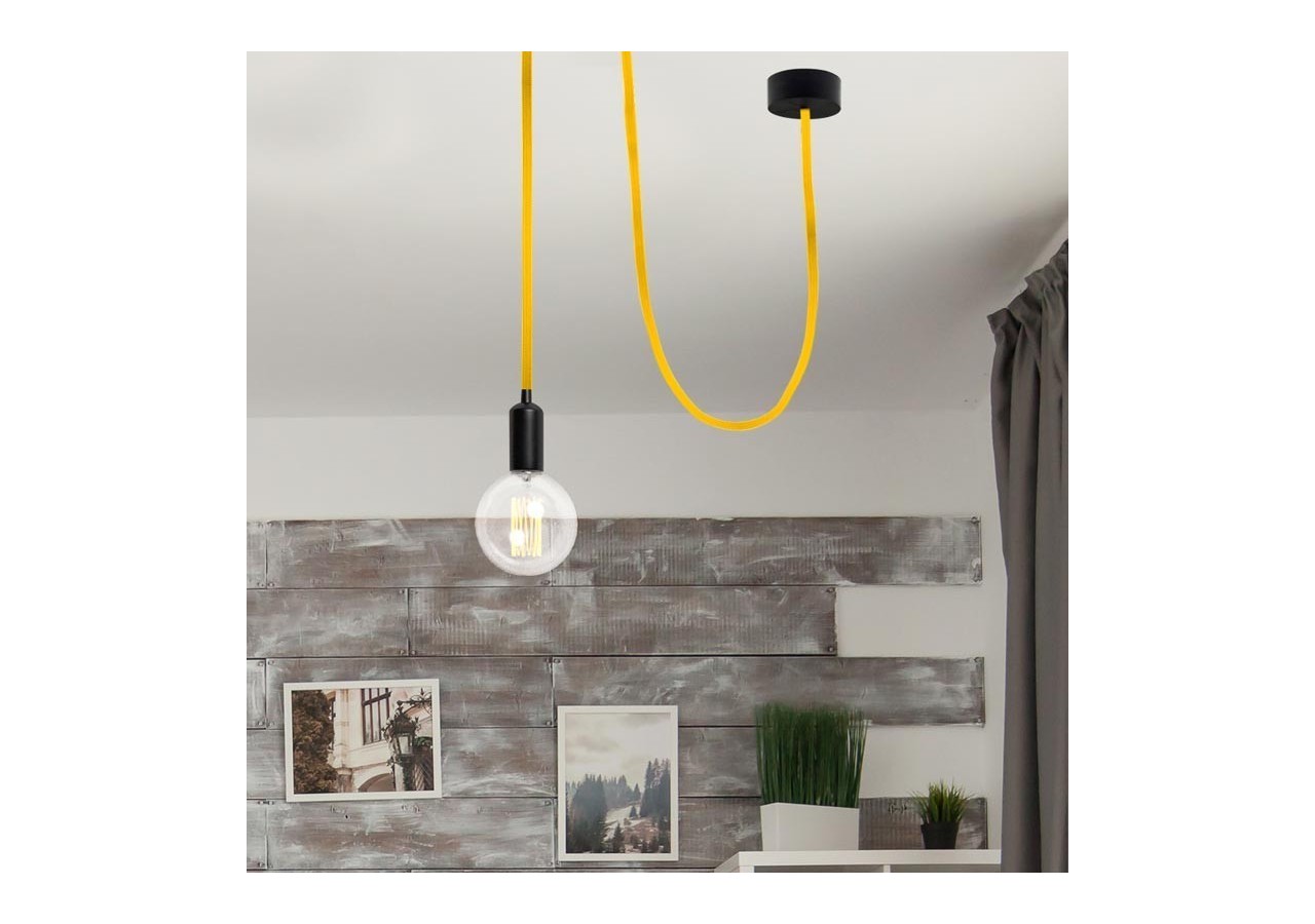 Câble rond enrobé de coton jaune - LN001-AM - Barcelona LED