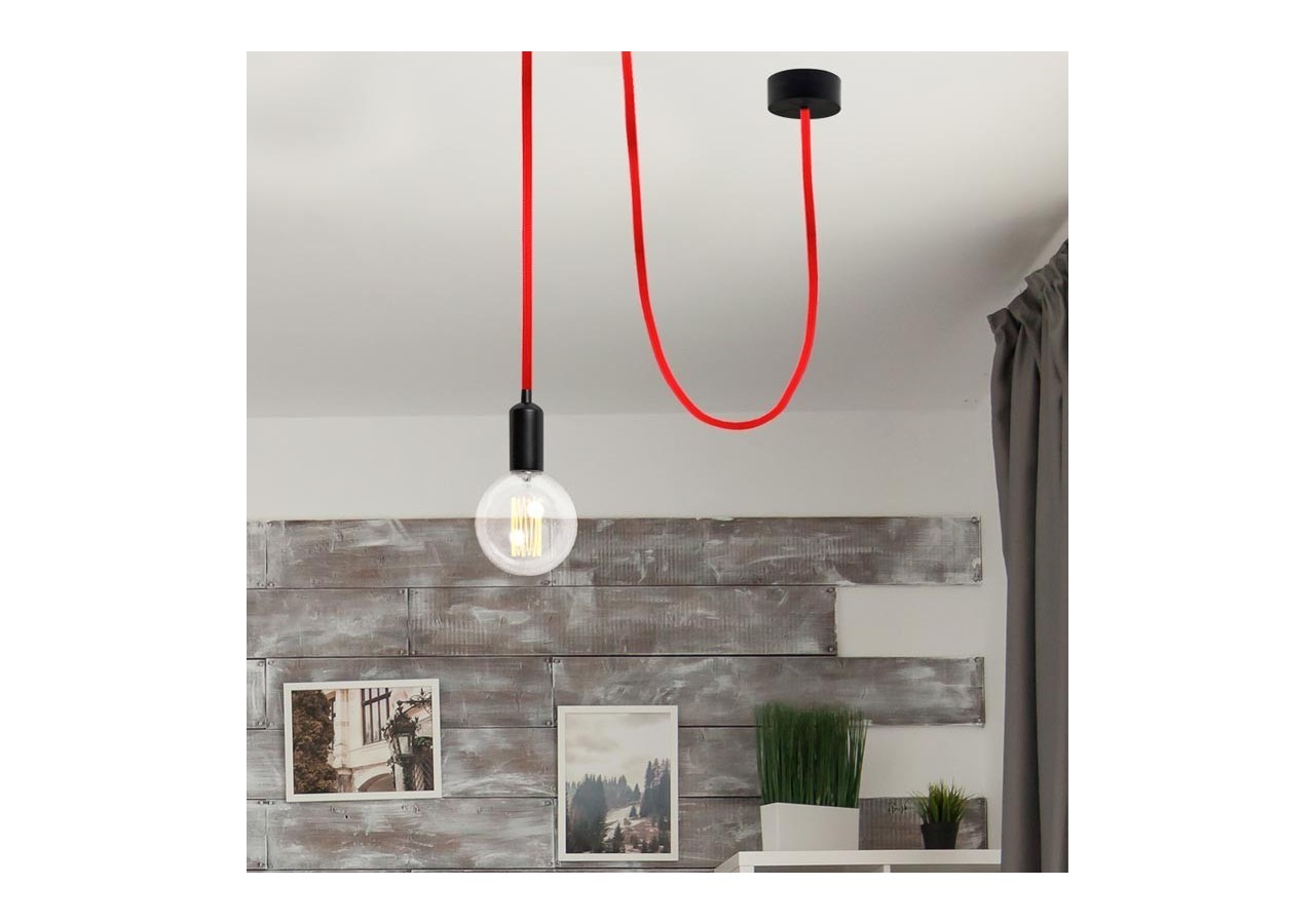 Câble rond enrobé de coton Rouge - LN001-RO - Barcelona LED