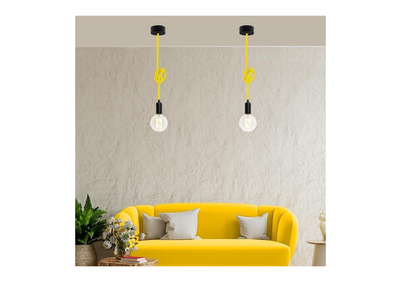 Câble rond enrobé de coton jaune agrume - LN001-AC - Barcelona LED