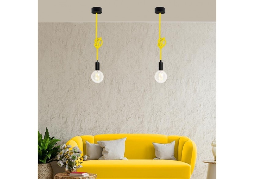 Câble rond enrobé de coton jaune agrume - LN001-AC - Barcelona LED
