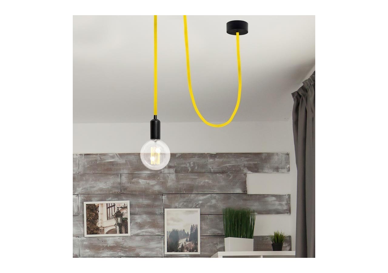 Câble rond enrobé de coton jaune agrume - LN001-AC - Barcelona LED