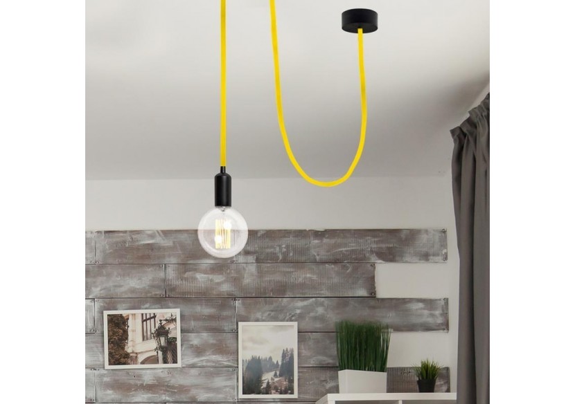 Câble rond enrobé de coton jaune agrume - LN001-AC - Barcelona LED