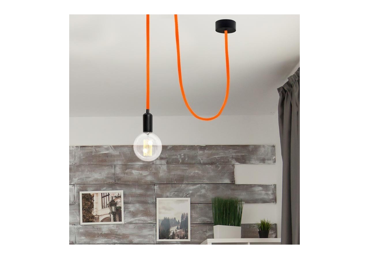 Câble rond enrobé de coton Orange Citrus - LN001-NF - Barcelona LED