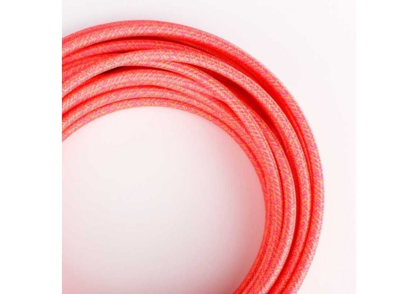 Câble électrique rond recouvert d'un tissu effet soie de couleur rose et jaune. - LN001-TRA - Barcelona LED
