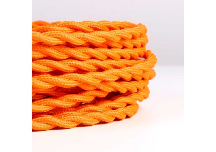 Câble tressé recouvert d'un tissu à effet soie de couleur orange - LN001-TN - Barcelona LED