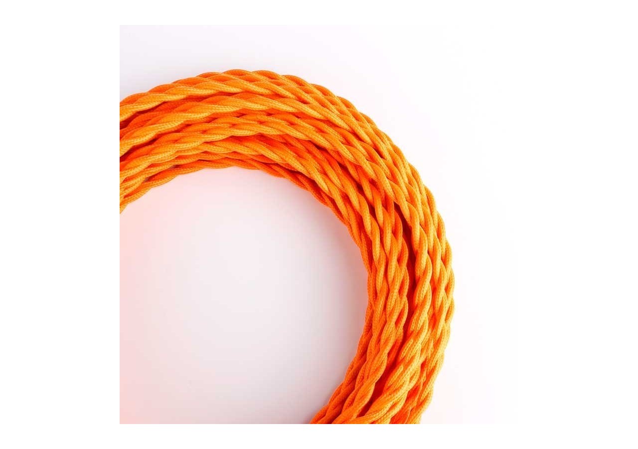 Câble tressé recouvert d'un tissu à effet soie de couleur orange - LN001-TN - Barcelona LED