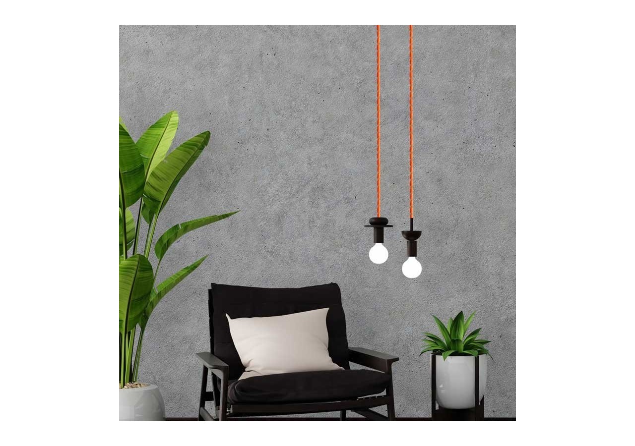 Câble tressé recouvert d'un tissu à effet soie de couleur orange - LN001-TN - Barcelona LED