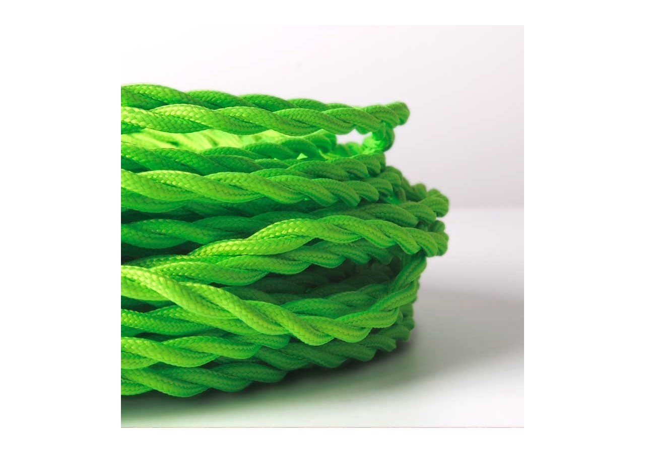 Câble tressé enrobé d'un tissu à effet soie de couleur vert citron - LN001-TVB - Barcelona LED