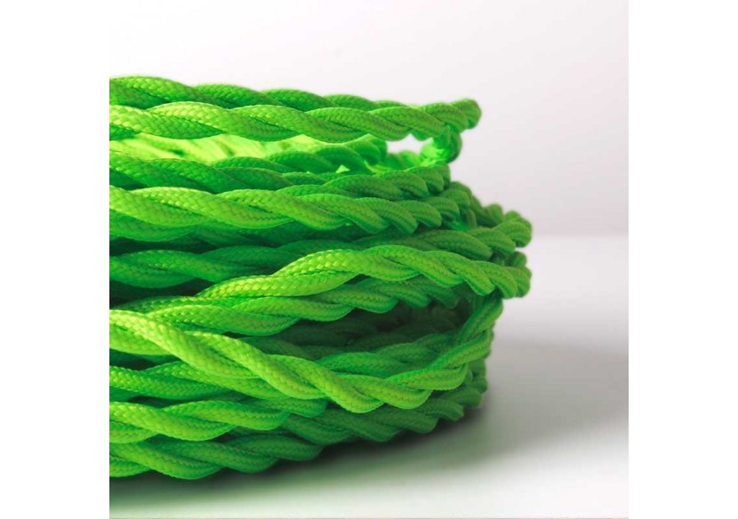 Câble tressé enrobé d'un tissu à effet soie de couleur vert citron - LN001-TVB - Barcelona LED