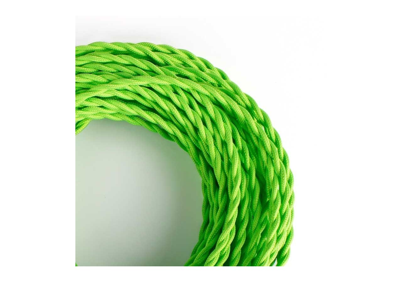 Câble tressé enrobé d'un tissu à effet soie de couleur vert citron - LN001-TVB - Barcelona LED