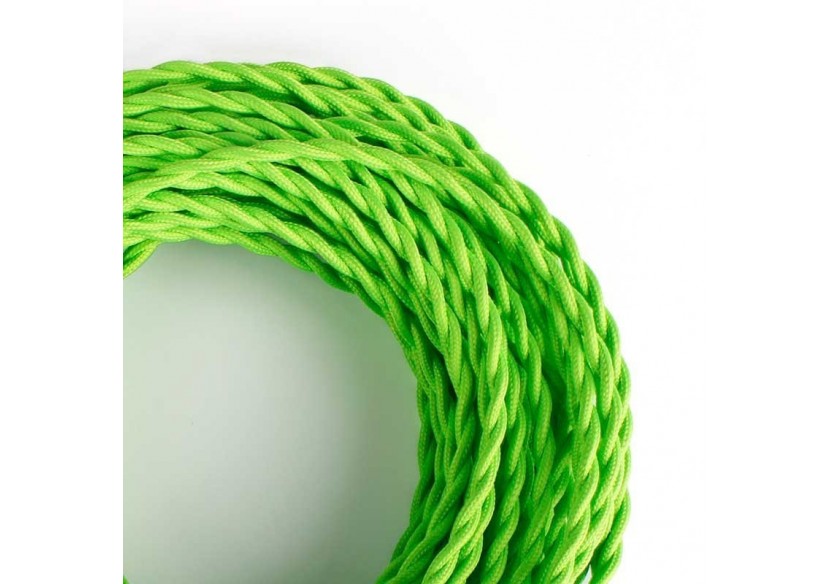 Câble tressé enrobé d'un tissu à effet soie de couleur vert citron - LN001-TVB - Barcelona LED