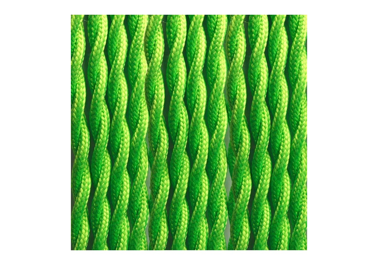 Câble tressé enrobé d'un tissu à effet soie de couleur vert citron - LN001-TVB - Barcelona LED