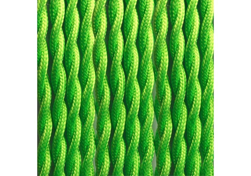 Câble tressé enrobé d'un tissu à effet soie de couleur vert citron - LN001-TVB - Barcelona LED