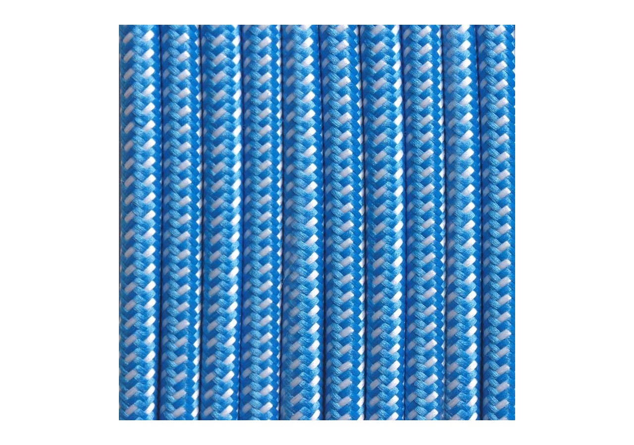 Câble électrique rond enrobé d'un tissu effet soie de couleur bleue et blanche - LN001-BA - Barcelona LED