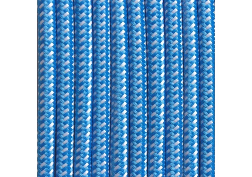 Câble électrique rond enrobé d'un tissu effet soie de couleur bleue et blanche - LN001-BA - Barcelona LED