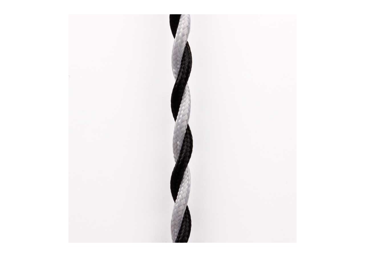Câble tressé recouvert d'un tissu à effet soie Couleur noir et blanc - LN001-TBN - Barcelona LED