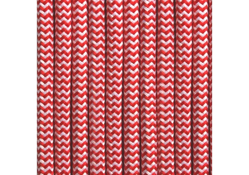 Câble électrique rond recouvert d'un tissu à effet soie en zigzag rouge et blanc - LN001-ZBR - Barcelona LED