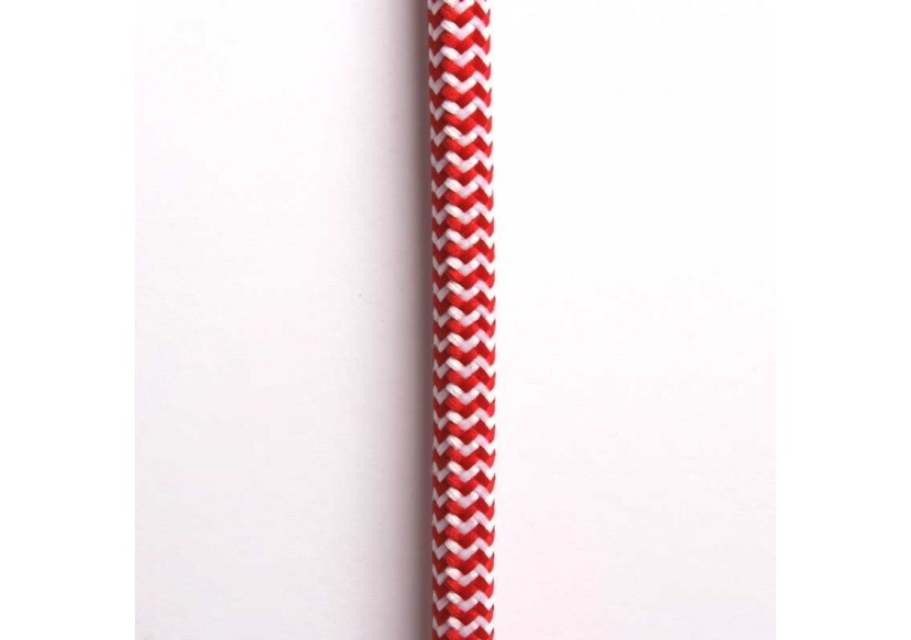Câble électrique rond recouvert d'un tissu à effet soie en zigzag rouge et blanc - LN001-ZBR - Barcelona LED