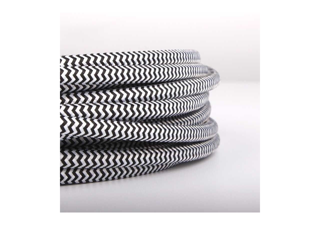 Câble électrique rond gainé effet soie ZigZag noir et blanc - LN001-ZBN - Barcelona LED