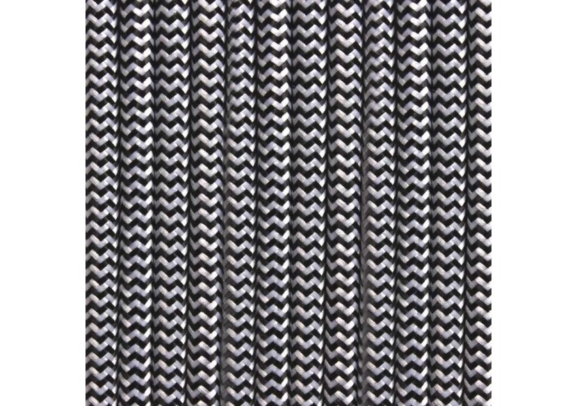 Câble électrique rond gainé effet soie ZigZag noir et blanc - LN001-ZBN - Barcelona LED