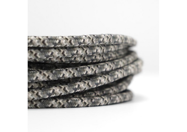 Câble électrique rond en coton enduit Onyx Tweed couleur noir - LV001-GT - Barcelona LED