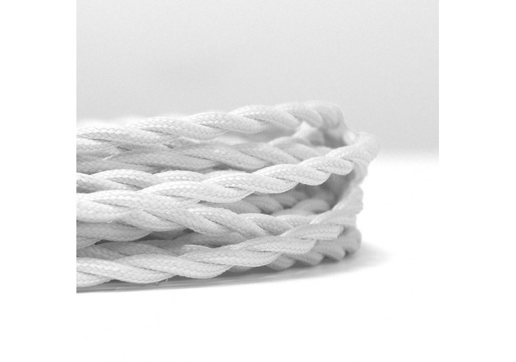 Câble électrique tressé revêtu d'un tissu à effet soie couleur blanc - LV001-BL - Barcelona LED