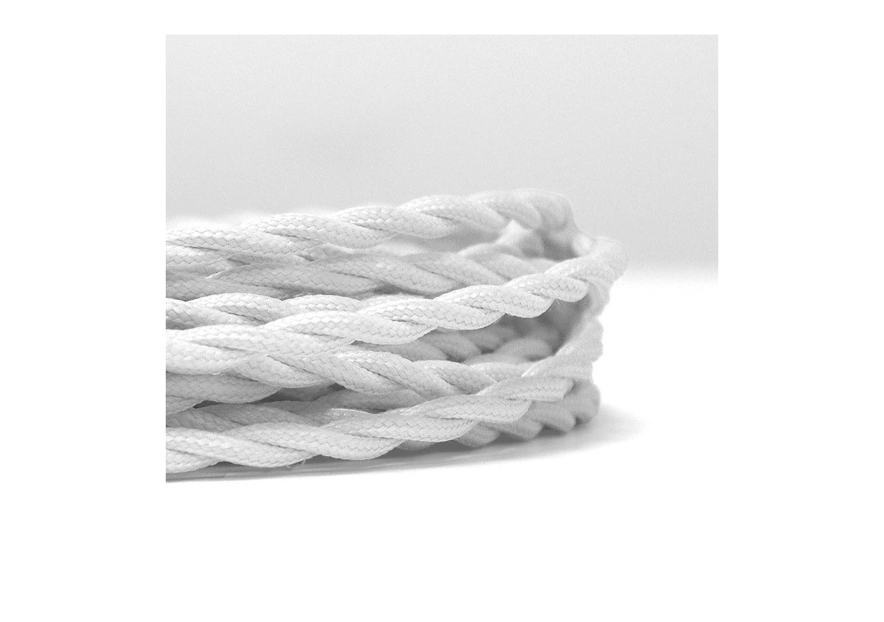 Câble électrique tressé revêtu d'un tissu à effet soie couleur blanc - LV001-BL - Barcelona LED
