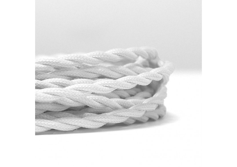 Câble électrique tressé revêtu d'un tissu à effet soie couleur blanc - LV001-BL - Barcelona LED