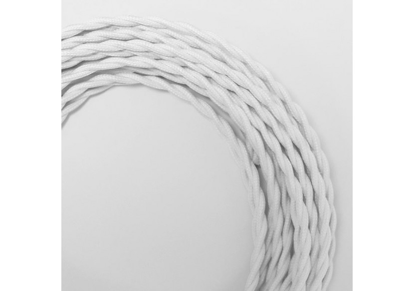 Câble électrique tressé revêtu d'un tissu à effet soie couleur blanc - LV001-BL - Barcelona LED