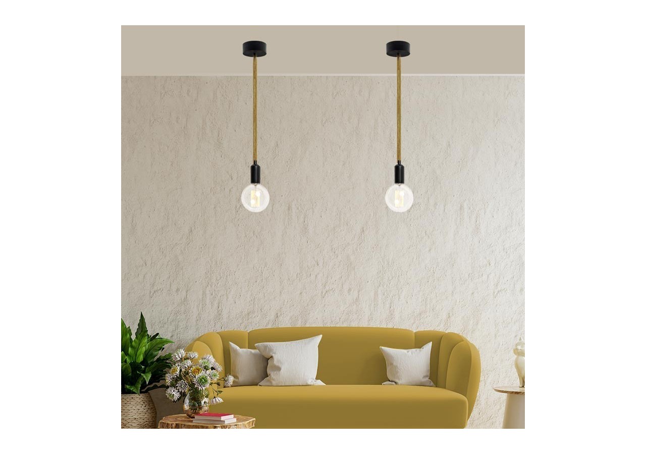 Câble électrique rond en tissu effet soie Laiton - LV001-LT - Barcelona LED