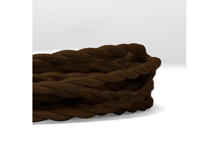 Câble électrique tressé revêtu d'un tissu à effet soie de couleur marron - LV001-M - Barcelona LED