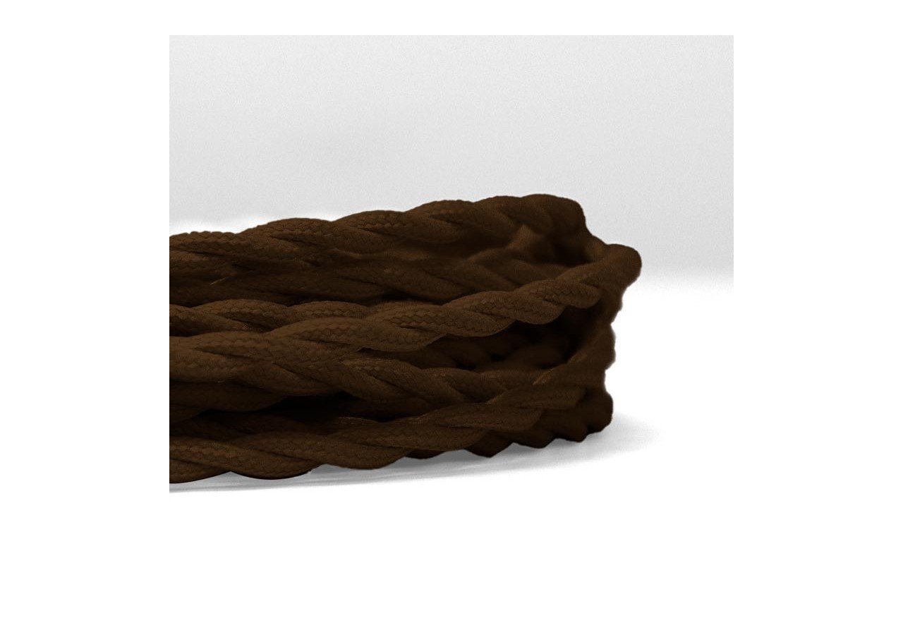 Câble électrique tressé revêtu d'un tissu à effet soie de couleur marron - LV001-M - Barcelona LED