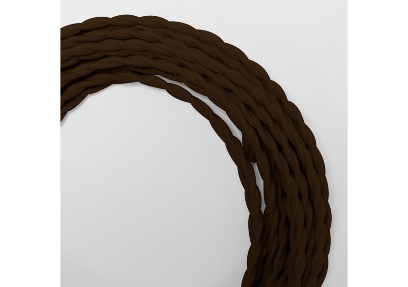 Câble électrique tressé revêtu d'un tissu à effet soie de couleur marron - LV001-M - Barcelona LED